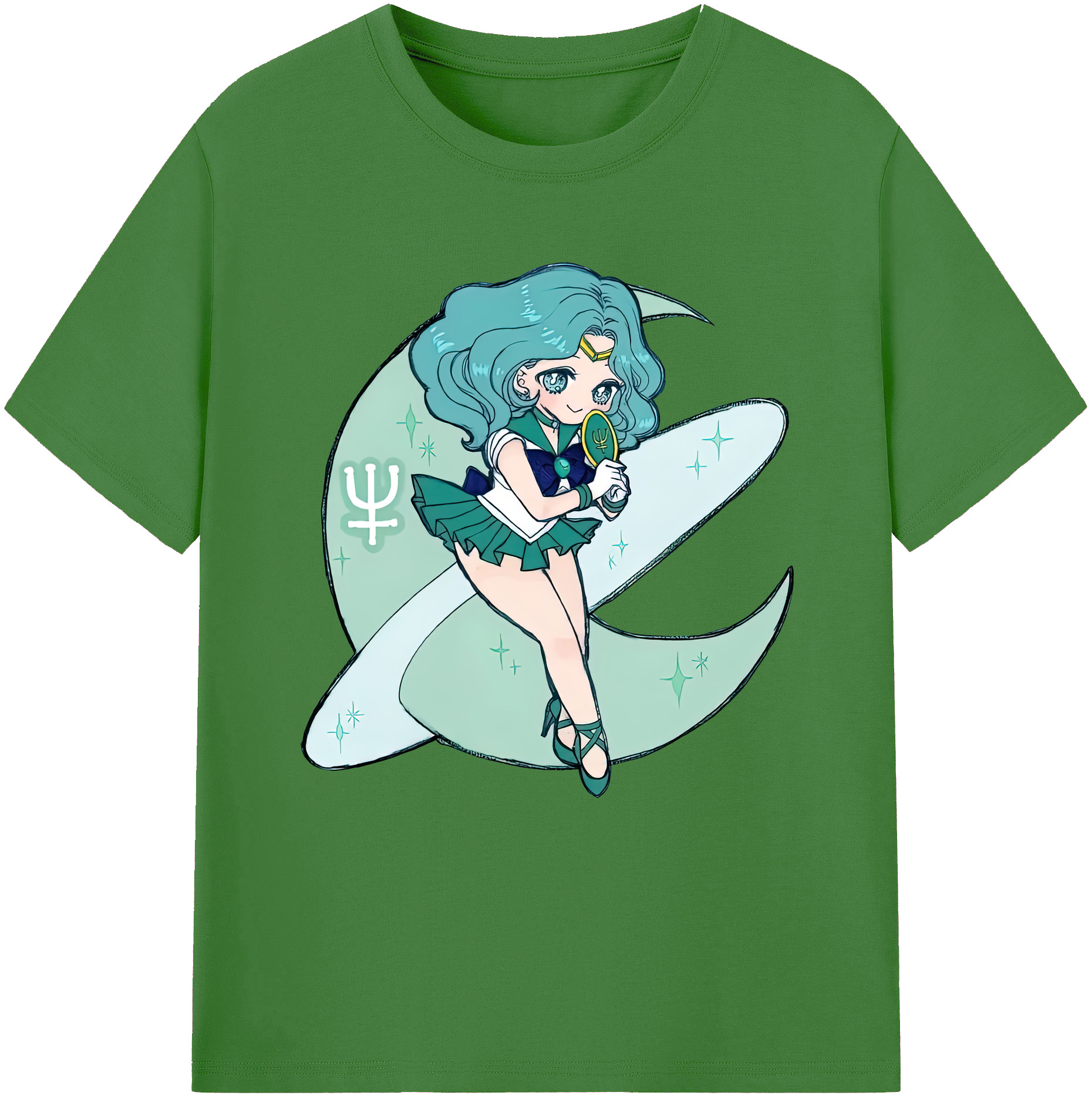 （画像用） 美少女戦士セーラームーン 海王 みちる（かいおう みちる） Sailor Moon Kaiou Michiru レディースカジュアルプリントTシャツ（綿100％）